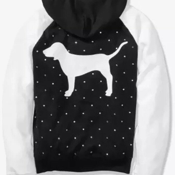 VS Pink XL M Hoodie Black White Bling Sweatshirt - Picture 6 of 8